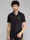 Mens Polyester Blend Black Self Design Collar T-Shirt