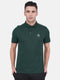 Mens Polyester Blend Olive Solid Collar T-Shirt