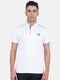 Mens Polyester Blend White Solid Collar T-Shirt