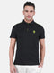Mens Polyester Blend Black Solid Collar T-Shirt