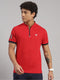 Men Polyester Blend Red Solid T-Shirt