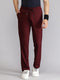 Men Polyester Blend Burgundy Solid  Lower