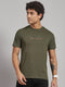 Men Cotton Blend Olive Printed T-Shirt