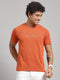Men Cotton Blend Rust Printed T-Shirt