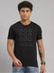 Men Cotton Blend Black Printed T-Shirt