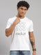 Men Cotton Blend White Printed T-Shirt