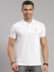Men Cotton Blend White Solid Collar T-Shirt