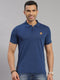 Men Cotton Blend Denim Solid Collar T-Shirt