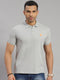 Men Cotton Blend Grey Solid Collar T-Shirt