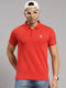 Men Cotton Blend Orange Solid Collar T-Shirt