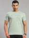 Men Cotton Blend Green Printed Round Neck T-Shirt