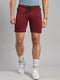 Men Cotton Blend Maroon Solid  Short