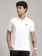 Men Polyester Blend White Solid T-Shirt