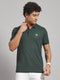 Men Polyester Blend Green Solid T-Shirt