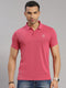 Men Cotton Blend Rose Solid Collar T-Shirt