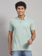 Men Cotton Blend Sea Green Solid T-Shirt