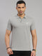 Men Cotton Blend Grey Solid Collar T-Shirt