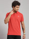 Men Cotton Blend Orange Solid T-Shirt