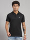 Men Cotton Blend Black Solid T-Shirt