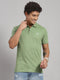 Men Cotton Blend Green Solid T-Shirt