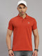 Men Cotton Blend Rust Solid Collar T-Shirt