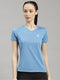 Women Polyester Blend Blue Solid Top