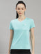 Women Polyester Blend Aqua Solid Top