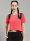 Women Polyester Blend Coral Solid Top
