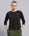 Women Black Solid Round Neck Half Sleeve Top