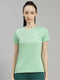 Women Polyester Blend Green Solid Top