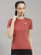 Women Polyester Blend Rust Solid Top