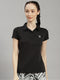 Women Polyester Blend Black Solid T-Shirt