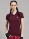 Women Polyester Blend Burgundy Solid T-Shirt