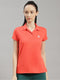 Women Polyester Blend Orange Solid T-Shirt