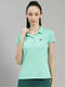 Women Polyester Blend Sea Green Solid T-Shirt