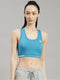 Women Polyester Blend Blue Solid Sports Bra