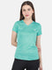 Women Sea Green Solid V Neck Half Sleeve Top