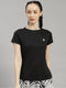 Women Polyester Blend Black Solid Top