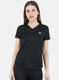 Women Black Solid V Neck Half Sleeve Top