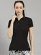 Women Polyester Blend Black Solid T-Shirt