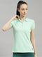 Women Polyester Blend Sea Green Solid T-Shirt