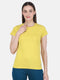 Womens Cotton Blend Yellow Solid Round Neck Top