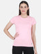 Womens Cotton Blend Peach Solid Round Neck Top