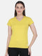 Womens Cotton Blend Yellow Solid V Neck Top