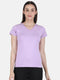 Womens Cotton Blend Lavender Solid V Neck Top