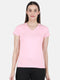 Womens Cotton Blend Peach Solid V Neck Top