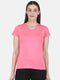 Womens Cotton Blend Coral Solid V Neck Top