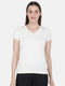 Womens Cotton Blend Off White Solid V Neck Top