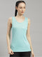 Women Polyester Blend Turquoise Blue Solid Top
