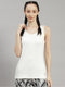 Women Polyester Blend White Solid Top